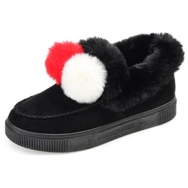 Imagem de Journee Pantufas femininas Sunset Tru Comfort Foam Slip On com bico redondo, Preto, 36