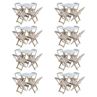 Imagem de Kit 8 Jogos De Mesa Com 4 Cadeiras De Madeira Dobravel 70x70 Ideal Para Bar E Restaurante - Sem Pint