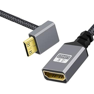 Imagem de cablecc Cabo de extensão 4K Tipo-C 90 graus angular mini HDMI 1.4 macho para HDMI fêmea para câmera DV MP4 DC laptop