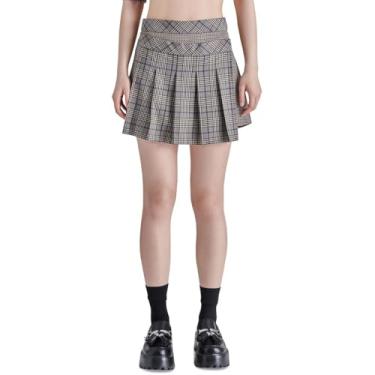 Imagem de Steve Madden Apparel Saia Jeanne feminina, Mistura xadrez marrom, 9