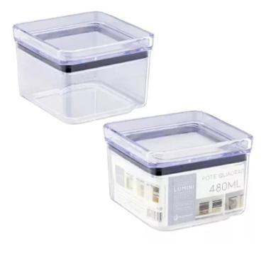 Imagem de 2 Potes Hermético Quadrado Empilhável Paramount 480ml