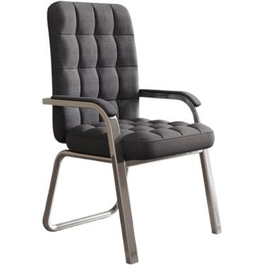 Imagem de Cadeira de escritório doméstico sem rodas, cadeira de computador estofada com encosto alto, cadeira de mesa executiva ergonômica com pernas de metal, cadeira de toucador de braço moderna par