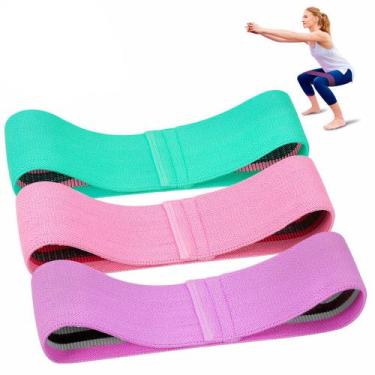 Imagem de Kit 3 Mini Thera Band Faixa Elastica Tecido Yoga - BELLATOR