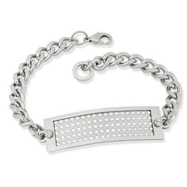 Imagem de Pulseira rommanel masculina aço inox placa retangular lisa 250275