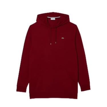 Imagem de Lacoste Camiseta masculina com capuz e caimento alto, Bordeaux, GG