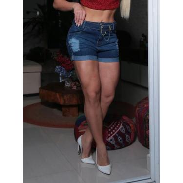 Imagem de Short premium rasgado barra dobrada com cinto levanta bumbum blogueira