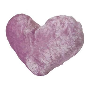 Imagem de Almofada De Coração Pelúcia Pelo Curto Lilás Para Decoração - Novadeco