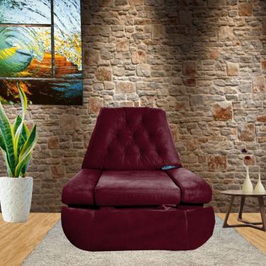 Imagem de Poltrona Papai Eletrica Sala Cinema Reclinável Moderna Bordo	