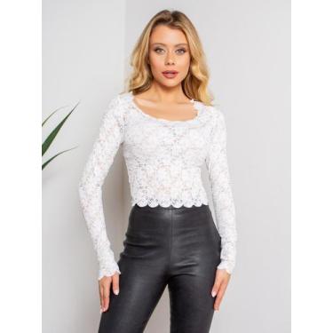 Imagem de Blusa cropped susie renda feminino - Susie Modas, Branco, G, 10 unidad