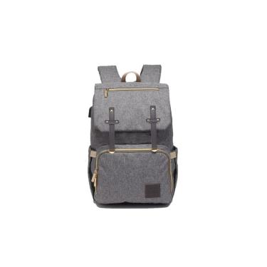 Imagem de Bolsa Mochila Maternidade Donna Laço Bebê LB Ayane  Fivelas de Couro Cinza