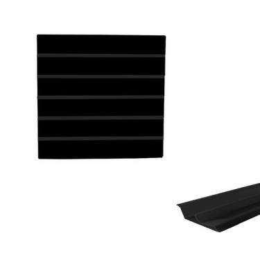 Imagem de Painel Canaletado Preto em Mdf 0,61 x 0,61m com Perfil Pvc Preto - LM 