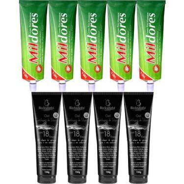 Imagem de Kit 5 Creme Para Massagem Mil Dores 100g + 4 Gel Cartilagem de Tubarão