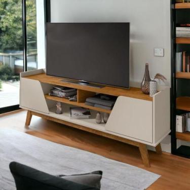 Imagem de Rack com Nichos Turim Off White e Naturalle Bechara