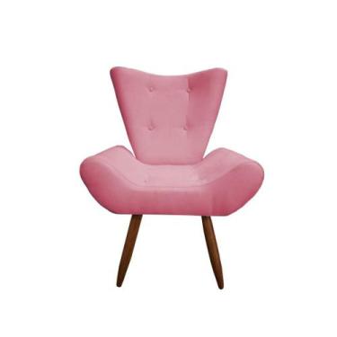 Imagem de Poltrona Decorativa Emilia Suede Rose Pés Madeira Ms Decor - Mansão De