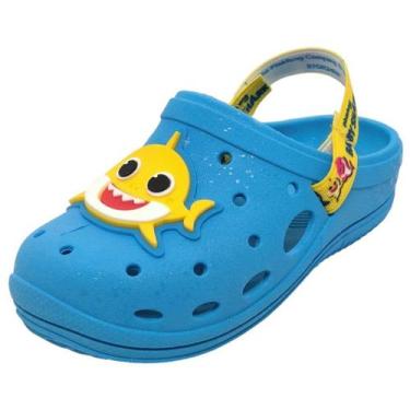 Imagem de Babuche Infantil Menino Conforto Baby Shark Pool, Azul, Amarelo, 19