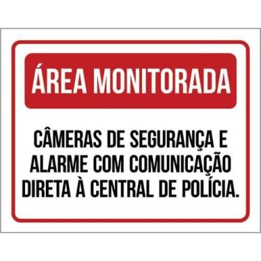 Imagem de Kit 3 Placas Área Monitorada Câmeras De Segurança E Alarme - Sinalizo