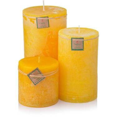 Imagem de Trio Velas Cilíndricas Grandes Citronela - Candella, Amarelo