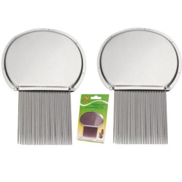 Imagem de 02 Pentes De Aço Inox Piolhos Lêndeas Qualidade Blister Atacado - HtBr