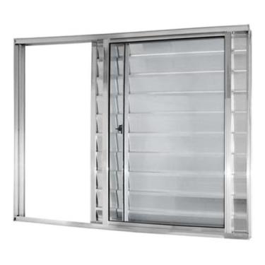 Imagem de Veneziana 3 folhas 1,00x1,50 sem grade no alumínio brilhante - Prisma,