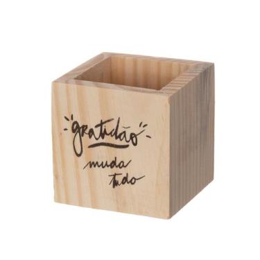 Imagem de Cachepot Madeira Pinus Frase Organização Decoração - Maryland Decor, G