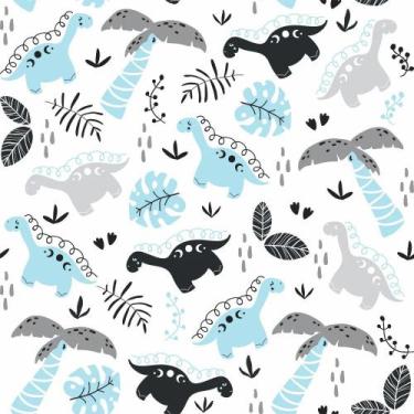 Imagem de Tecido Tricoline Estampado Dinossauro Azul 0,50 x 1,50 m Unid - Peripa