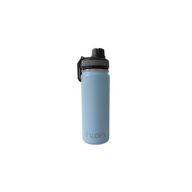 Imagem de Garrafa Térmica Aço Inox, Parede Dupla, Vácuo, 530 ml, Quente por 12hs, Fria por 24hs, Não sua, Fácil de Limpar, Alça de Transporte, Bico estilo Cantil. BPA Free. (Azul Claro)