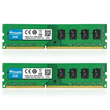 Imagem de DDR3/DDR3L 8GB キット (2x4GB) RAM 1600MHz CL11 DIMM Wlizedle デスクトップメモリ PC3-12800/PC3L-12800 240ピン 1.35V/1.5V 2Rx8 デュアルランクチャネル ノンECC バッファなし PC コンピューター Sdram Sticksモジュール アップグレード、グリーン