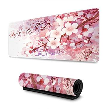 Imagem de Mouse pad japonês rosa flor de cerejeira para jogos grande GG almofadas estendidas grandes mousepad teclado mouse pad tapete de mesa decoração de escritório em casa acessórios para computador, PC,