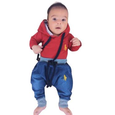 Imagem de Kit 2 Peças sendo 1 Body Suedine com Capuz e 1 Calça Jeans - Patrulha 