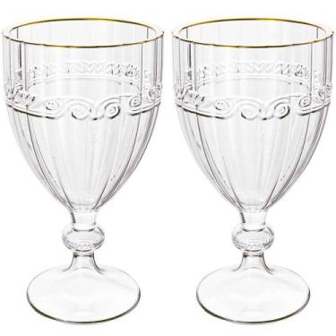 Imagem de Jogo de Taças de Cristal Transparente Fio de Ouro Imperial 330mL 2 peç