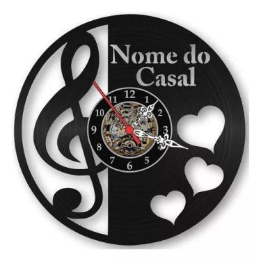 Imagem de Personalizado Nome Relógio Notas Casal Musica Vinil Lp Arte - Loja Din