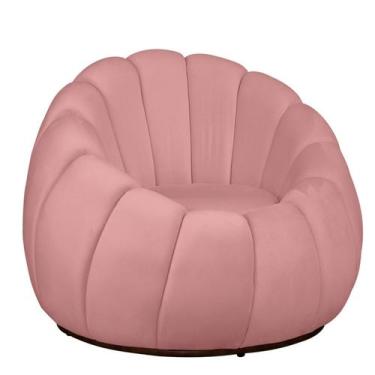 Imagem de Poltrona Decorativa Concha Base Arco Giratória Veludo - Fina Mobília, 
