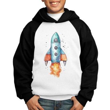 Imagem de Moletom Infantil Foguete - Foca na Moda, Branco, Preto, 10