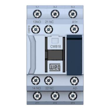 Imagem de Contator Tripolar CWB18-11-30 18A 220V 1NA + 1NF Weg