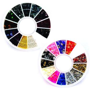 Imagem de 2 Discos Pedrarias Unhas Strass Caviar Tachinhas Margaridas - Fabiele 