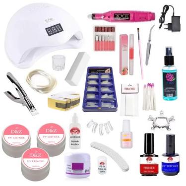 Imagem de Kit Unhas Acrigel Porcelana Fibra Kit Unha Gel D&z REF S7PREP