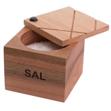 Imagem de Saleiro de Madeira para Sal Cozinha Churrasco Essence - Domama