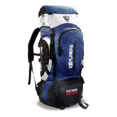 Imagem de Mochila Camping Trilha Reforçada 75l Clio Masculino Feminino, Azul