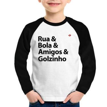 Imagem de Camiseta Raglan Infantil Rua & Bola & Amigos & Golzinho Manga Longa - 