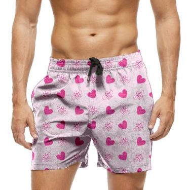 Imagem de Short Praia Shorts Banho Bermuda Verão Coração Cartinha do Amor 1341 -