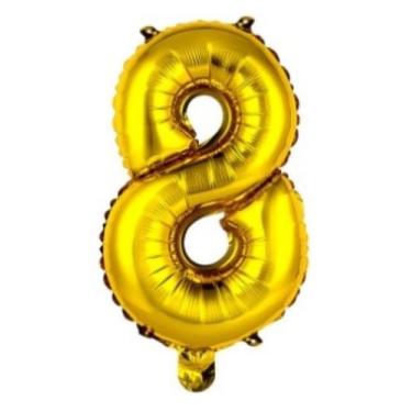 Imagem de Balão Metalizado Número 8 Ouro 16" (40cm) Mundo Bizarro - BR FESTAS