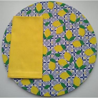 Imagem de Conjunto Capa de Sousplat + Guardanapo de Tricoline 100% Algodão 4 Un.