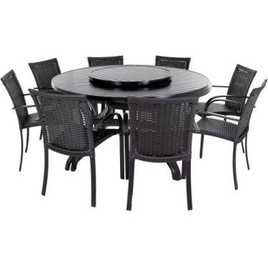 Imagem de Kit Ascoli 8 Lugares Mesa Giratória Alumínio Fibra Sintética Trama Ori