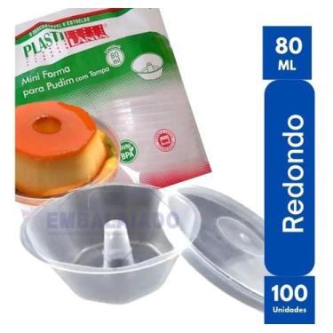 Imagem de Forma Mini Pudim C/tampa Forneável 80ml C/100unds - plastilania