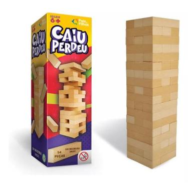 Imagem de Jogo Caiu Perdeu Torre Madeira Equilíbrio Brinquedo 54pcs - Pais & Fil