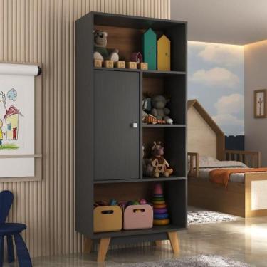 Imagem de Nicho Infantil Organizador 1 Porta 4 Nichos Sara Espresso Moveis Grafi
