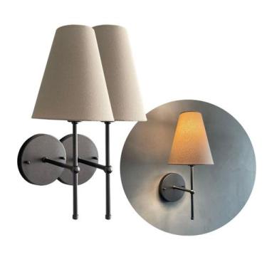 Imagem de Kit 2 Arandelas De Parede Classica E27 Bivolt Cupula Bege, Branco e Pr