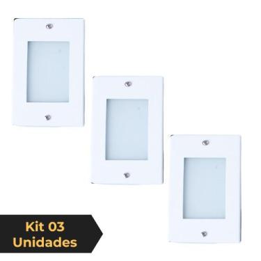 Imagem de Kit 3 Balizador de Embutir Escada Parede Branco 4x2 Alumínio - Ilumina