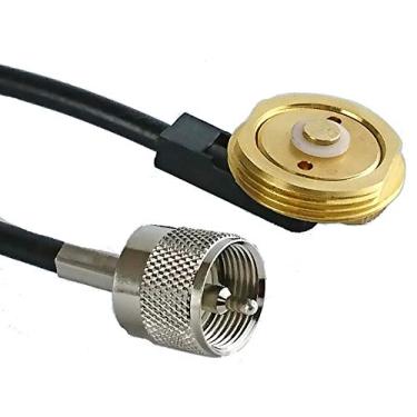 Imagem de Suporte de antena NMO de latão sólido com conector UHF macho PL259 5,2 m RG58/U cabo coaxial compatível com orifício de 3/10.2 cm para antena de caminhoneiro celular Ham UHF VHF CB (suporte de 5,2 m