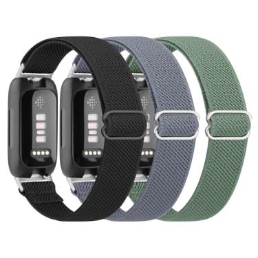 Imagem de Pacote com 3 pulseiras elásticas para Fitbit Inspire 3, pulseira de substituição para Fitbit Inspire 3, mulheres e homens (preto/verde/azul jeans)